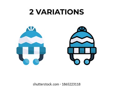 Vector illustration hat icon or logo black color two version with flat and lineal color design style