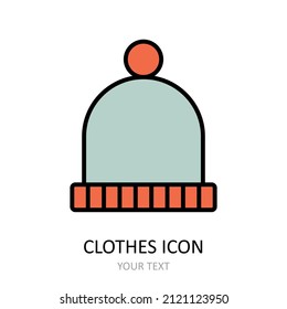 Vector illustration with  hat icon. Outline drawing.