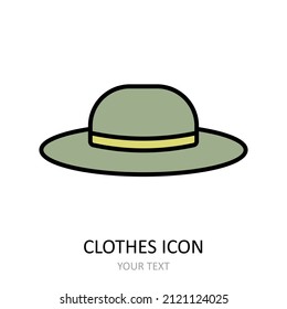 Vector illustration with  hat icon. Outline drawing.