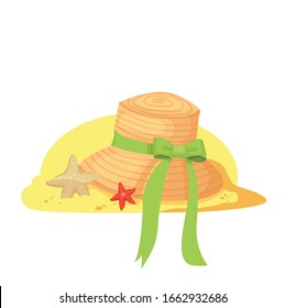vector illustration with a hat on the sand
