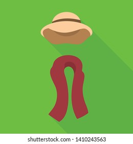 Vector illustration of hat and scarf icon. Set of hat and stylish vector icon for stock.