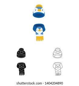 Vector illustration of hat and scarf logo. Set of hat and kids stock vector illustration.