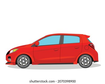 Vector Illustration Of Hatchback Car, Icon Or Picture Car For Daily Use