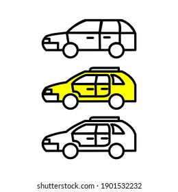 vector illustration of hatchback car with line style element