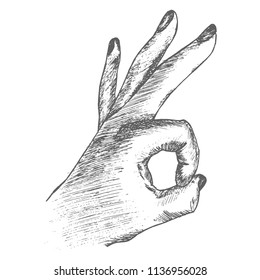 Vector illustration of hatching by hand symbol OK everything will be fine