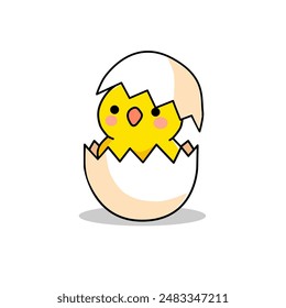 vector illustration of hatching chicken eggs in flat and minimalist style isolated on white background