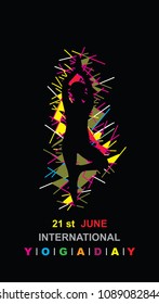 Vector illustration of Hatha yoga ( 'ha' meaning 'sun' and 'tha' meaning 'moon') June 21st international yoga day. Yoga Silhouette Stock Illustration.yoga vector image.