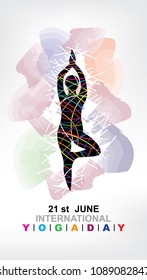 Vector illustration of Hatha yoga ( 'ha' meaning 'sun' and 'tha' meaning 'moon') June 21st international yoga day. Yoga Silhouette Stock Illustration.yoga vector image.