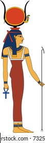 Vector illustration of Hathor, ancient Egyptian goddess of sky