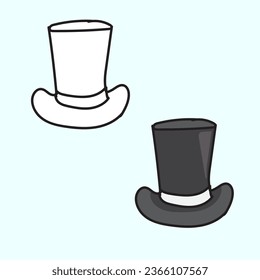 ilustración vectorial de sombreros o símbolo del icono de la tapa en estilo de doodle dibujado a mano.