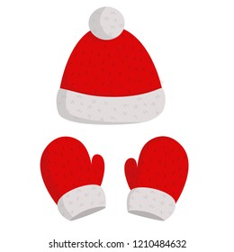 
vector illustration, hats and mittens, new year, christmas