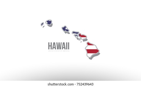 Vector illustration of hawaii county state with US united states flag as a texture suitable for a map logo or design purposes