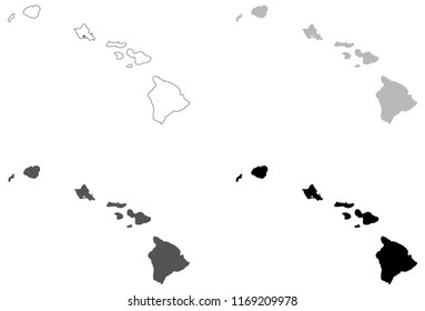 vector illustration of Hawaii Islands maps