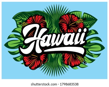 Color Illustration Aloha Lettering Palm Leaves Stock Illustration ...