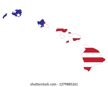 vector illustration of Hawaii map with american flag 