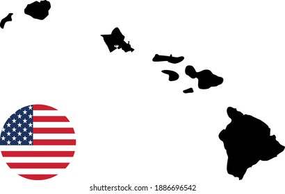 vector illustration of Hawaii map with American flag