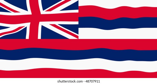 Ilustración vectorial de la bandera del estado de Hawaii ondeando en el viento