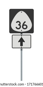 Vector illustration of the Hawaii State Highway 36 road sign on metallic post