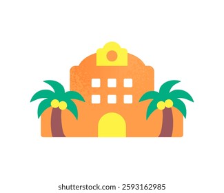 Vector illustration of Hawaii and tropical accommodations. Simple and stylish resort hotel icon.