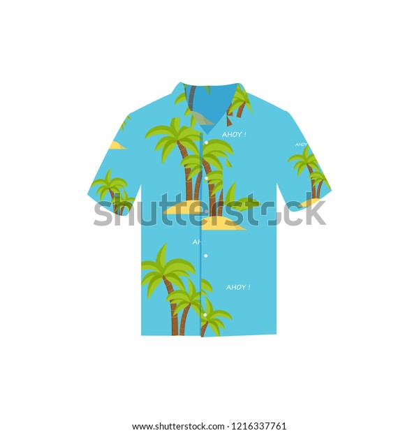 ベクターイラストハワイアロハシャツ ハワイシャツアロハ ビーチの男性用布 ハワイシャツのアダルト衣料の柄と現代のフラットハワイシャツの柄 のベクター画像素材 ロイヤリティフリー