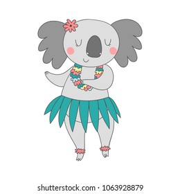 Vector illustration of hawaiian koala hula dancing