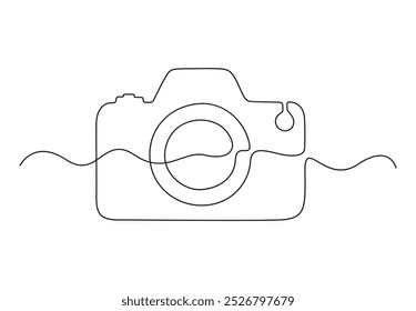Vector illustration of HD camera one continuous line drawing. Isolated on white background vector illustration