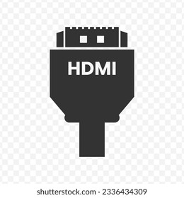 Vector illustration of HDMI cable icon in dark color and transparent background(PNG).