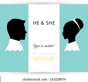 Vector illustration of He & She