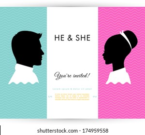 Vector illustration of He & She