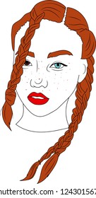 vector illustration, Head of beautifull  young woman with different eyes  