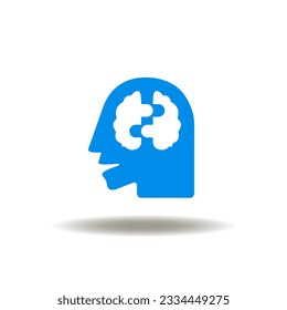 Vektorgrafik des Kopf-und Gehirnpuzzles. Symbol für Brainstorming, Denkweise. Symbol für psychische Gesundheit. Zeichen der psychologischen, emotionalen, geistigen Balance.