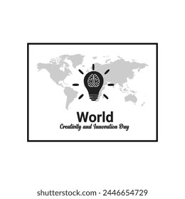 Vector illustration of a head with a bulb and brain, as a banner, poster or template on world creativity and innovation day