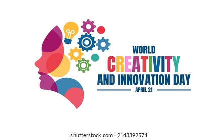 Vector Illustration Of A Head With A Bulb And Cog, As A Banner, Poster Or Template On World Creativity And Innovation Day.