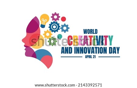 Vector illustration of a head with a bulb and cog, as a banner, poster or template on world creativity and innovation day.