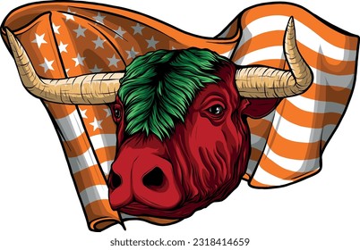 vector illustration of head bull colored design