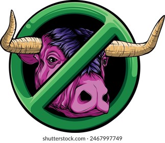 vector illustration of head bull colored design