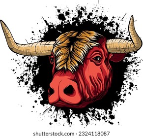 ilustración vectorial del toro de cabeza aislado en fondo blanco