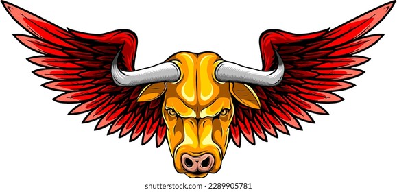 vector illustration of head bull on white background. digita design hand draw