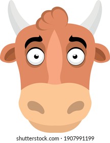 Vector illustration of the head of a cartoon cow