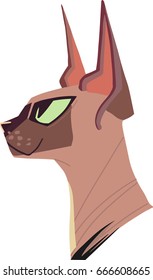 Vector illustration of head of a cat. Head of Siamese cat. Isolated kitten