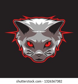 Vector Illustration Head Cat Sport Logo Angry E-sport