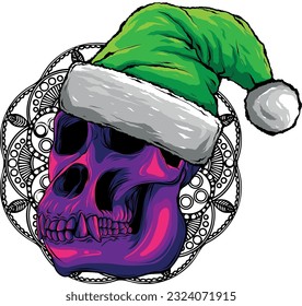 Vector illustration, Head chimpanzee skull in a cap