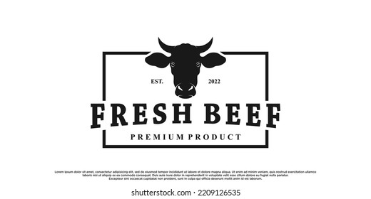 Vector illustration head cow logo design Premium Vector