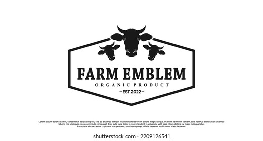 Vector illustration head cow logo design Premium Vector