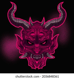 Vector illustration of head devil demon red monster. Good for tshirt artwork printed