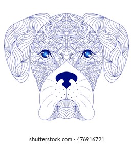 Vector illustration of head of dog on white background