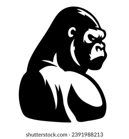 Vector illustration, head evil ferocious gorilla shouts, mascot