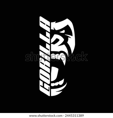 Vector illustration, head evil ferocious gorilla, gorilla logo