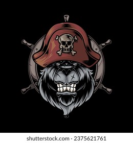 Vector illustration head of a ferocious bear, contour on a black background
