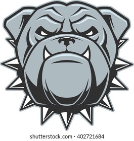 Vector illustration head ferocious bulldog mascot, on a white background